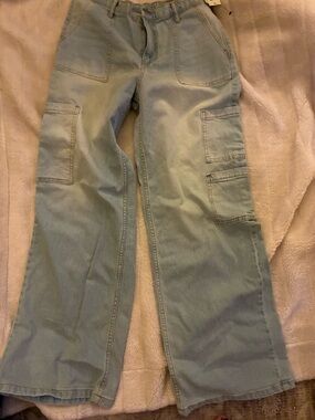 No Boundaries Light Blue Wide Leg Cargo Jeans M
